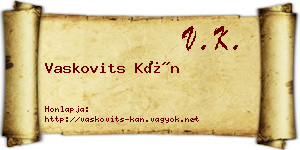 Vaskovits Kán névjegykártya